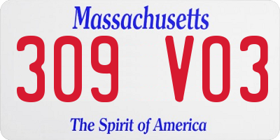 MA license plate 309VO3
