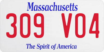 MA license plate 309VO4