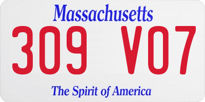MA license plate 309VO7