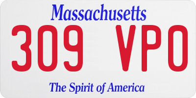 MA license plate 309VP0