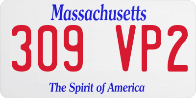 MA license plate 309VP2