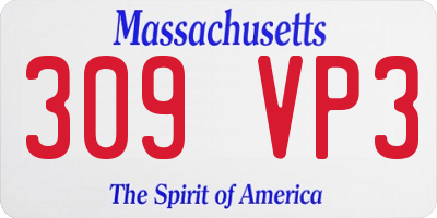 MA license plate 309VP3