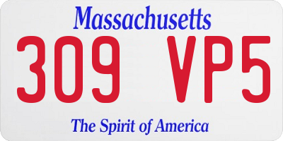 MA license plate 309VP5