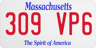 MA license plate 309VP6