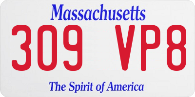 MA license plate 309VP8
