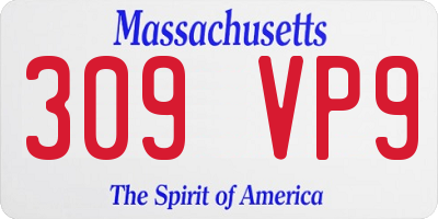 MA license plate 309VP9