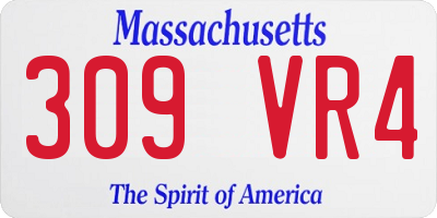 MA license plate 309VR4