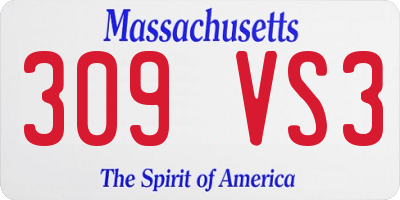 MA license plate 309VS3