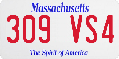 MA license plate 309VS4