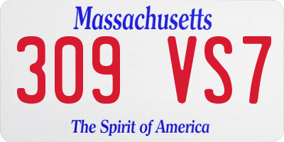 MA license plate 309VS7