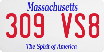 MA license plate 309VS8