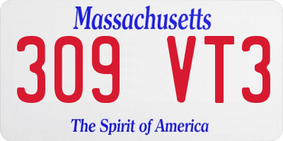 MA license plate 309VT3