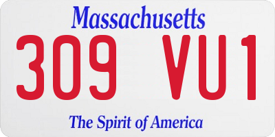 MA license plate 309VU1