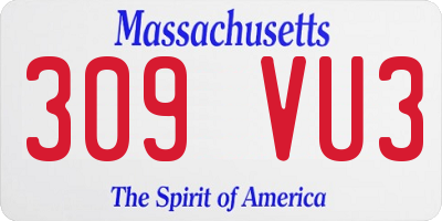 MA license plate 309VU3