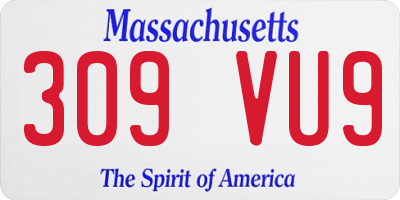 MA license plate 309VU9