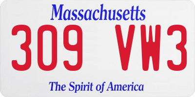 MA license plate 309VW3