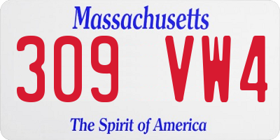 MA license plate 309VW4