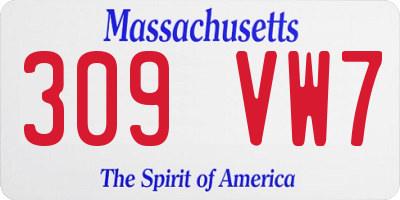 MA license plate 309VW7