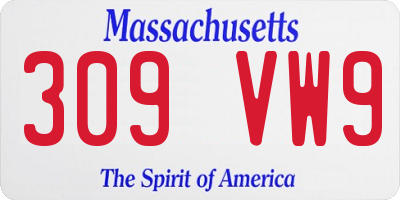 MA license plate 309VW9