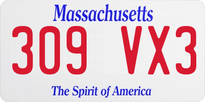 MA license plate 309VX3
