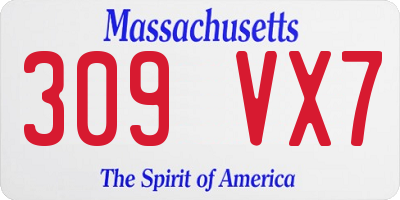 MA license plate 309VX7