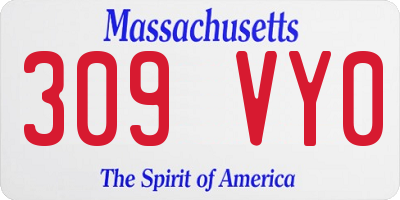 MA license plate 309VY0