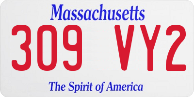 MA license plate 309VY2