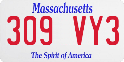 MA license plate 309VY3