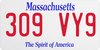 MA license plate 309VY9