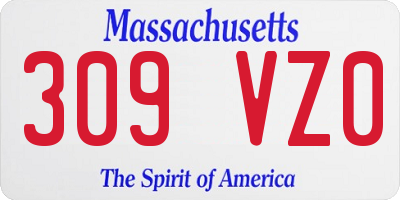 MA license plate 309VZ0