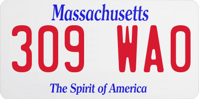 MA license plate 309WA0