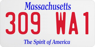 MA license plate 309WA1