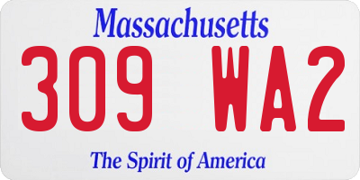 MA license plate 309WA2