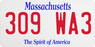 MA license plate 309WA3