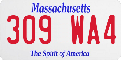 MA license plate 309WA4