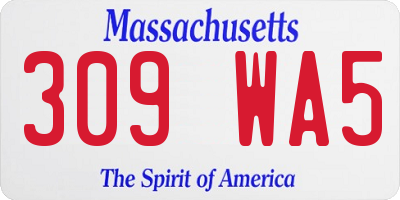 MA license plate 309WA5