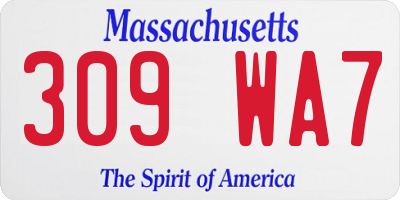 MA license plate 309WA7