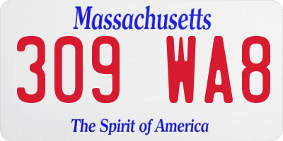 MA license plate 309WA8