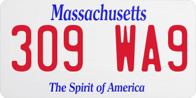 MA license plate 309WA9
