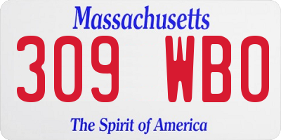 MA license plate 309WB0