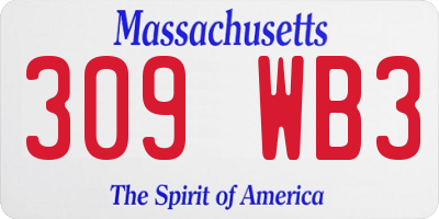 MA license plate 309WB3