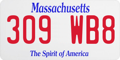 MA license plate 309WB8