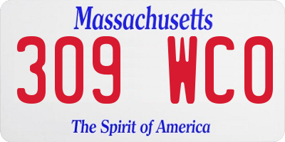 MA license plate 309WC0