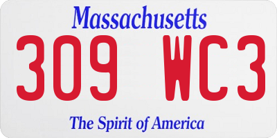 MA license plate 309WC3