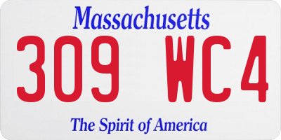 MA license plate 309WC4