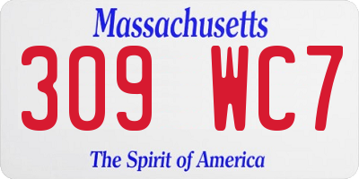 MA license plate 309WC7