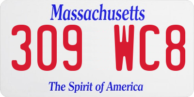 MA license plate 309WC8