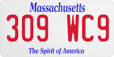 MA license plate 309WC9