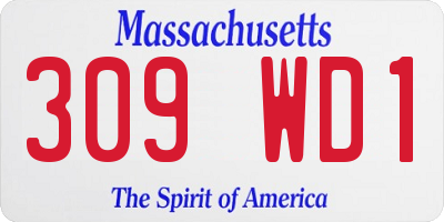 MA license plate 309WD1
