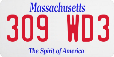 MA license plate 309WD3